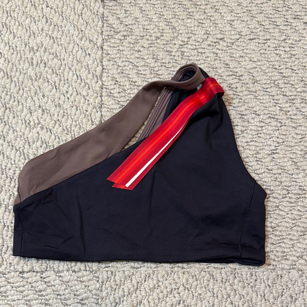 Left On Friday Playa Black and Brown One-Shoulder Bikini Top - Picture 4 of 5
